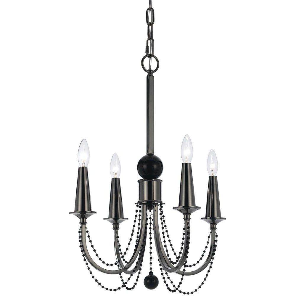 Most Recently Released Af Lighting Shelby 4 Light Black Nickel Chandelier With Black Glass Within Black Glass Chandeliers (View 10 of 20)