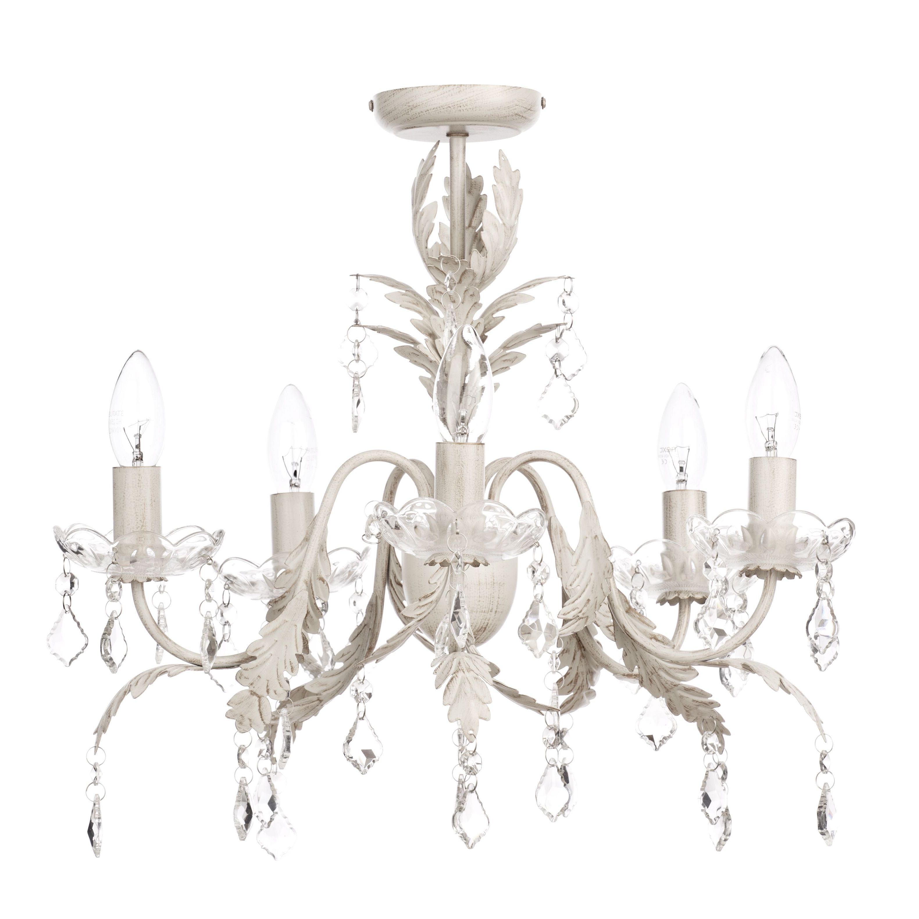 Most Up To Date Romeo 5 Light Chandelier – Cream & Gold From Litecraft With Regard To Cream Chandelier (View 1 of 20)