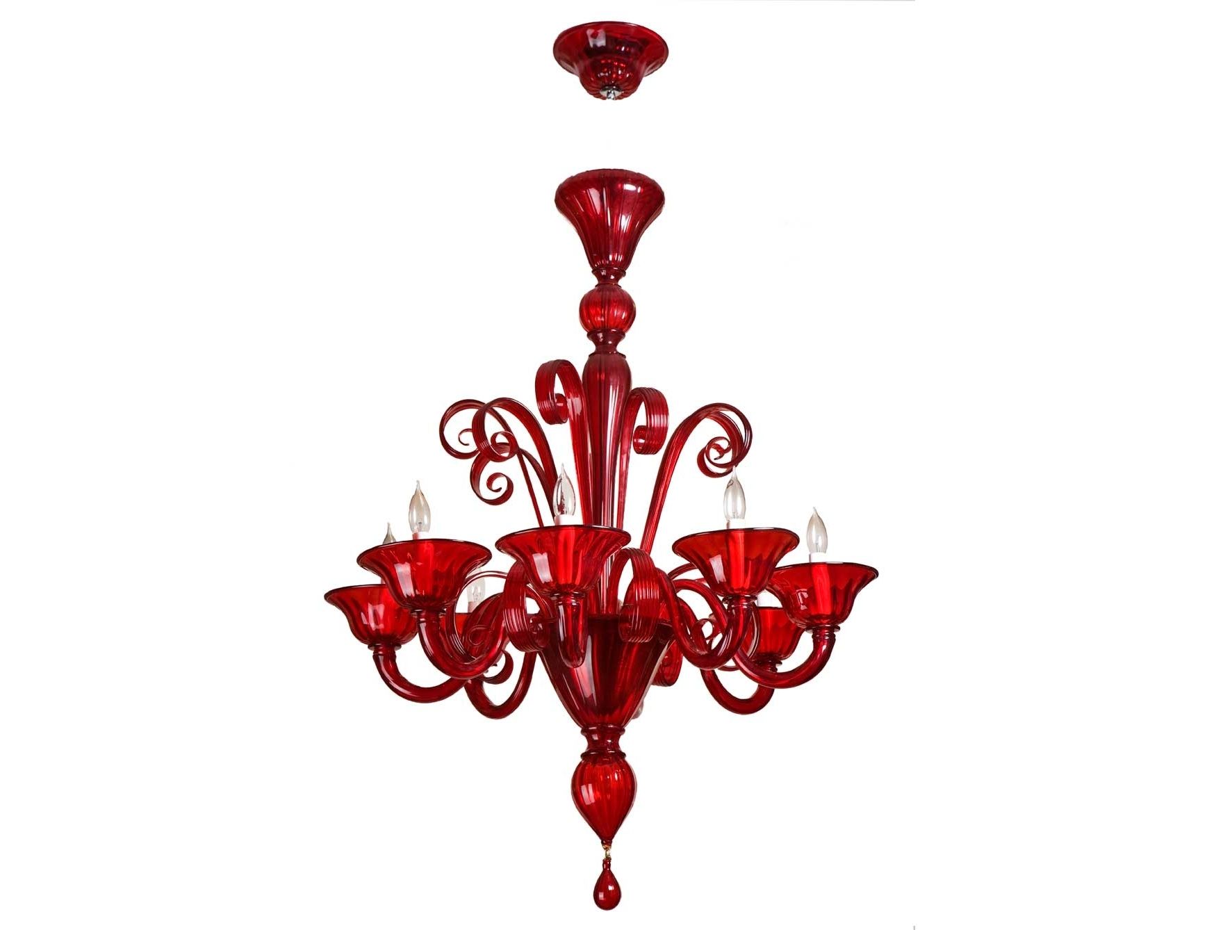 Nella Vetrina Red Murano 8 Red 8 Light Murano Chandelier With 2018 Red Chandeliers (View 2 of 20)