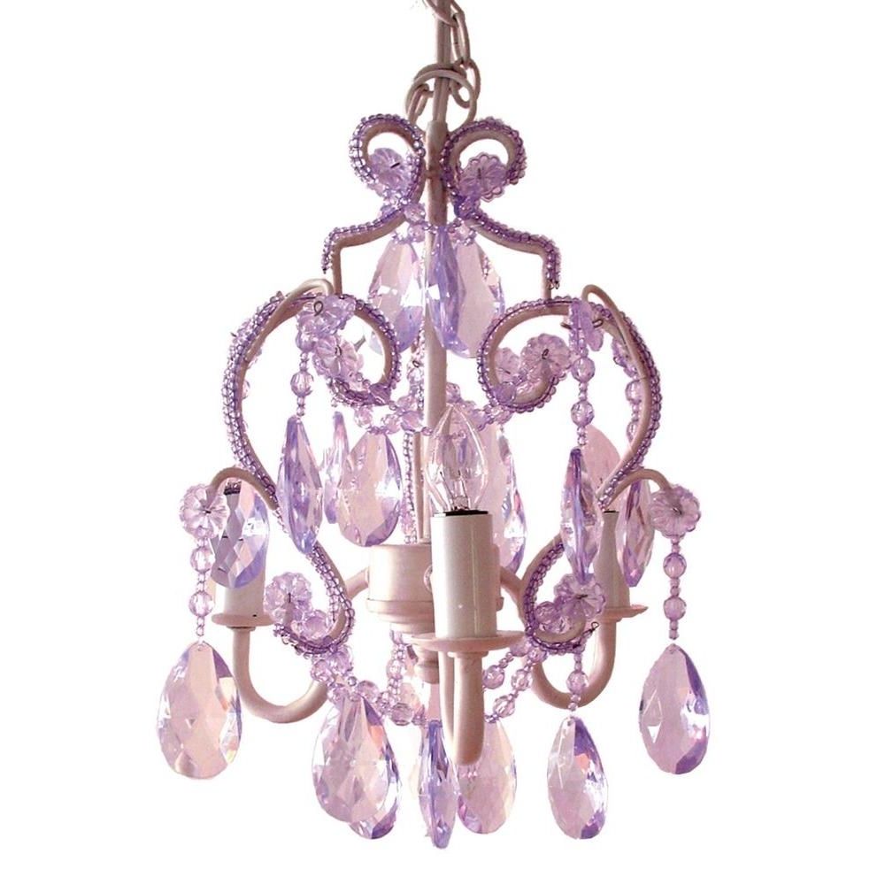 Purple Crystal Chandeliers Within Preferred Tadpoles 3 Light White Diamond Mini Chandelier Cchapl010 – The Home (View 8 of 20)