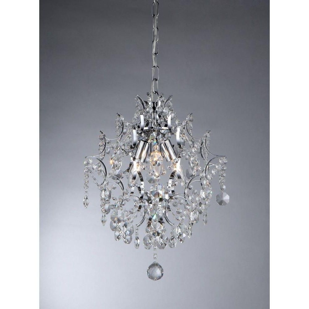 Recent 3 Light Crystal Chandeliers With Warehouse Of Tiffany Ellaisse 3 Light Chrome Crystal Chandelier (View 1 of 20)