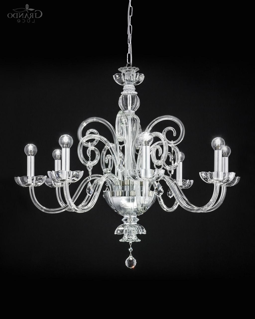 Recent Silver Chandeliers Pertaining To 125/ch 8 Silver Leaf Crystal Chandelier Decorated With Swarovski (View 16 of 20)