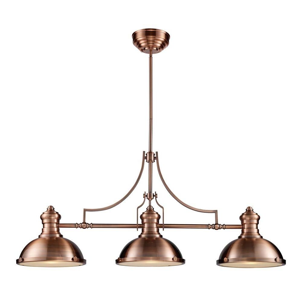 Titan Lighting Chadwick 3 Light Antique Copper Ceiling Mount Island Inside Famous Copper Chandelier (View 2 of 20)