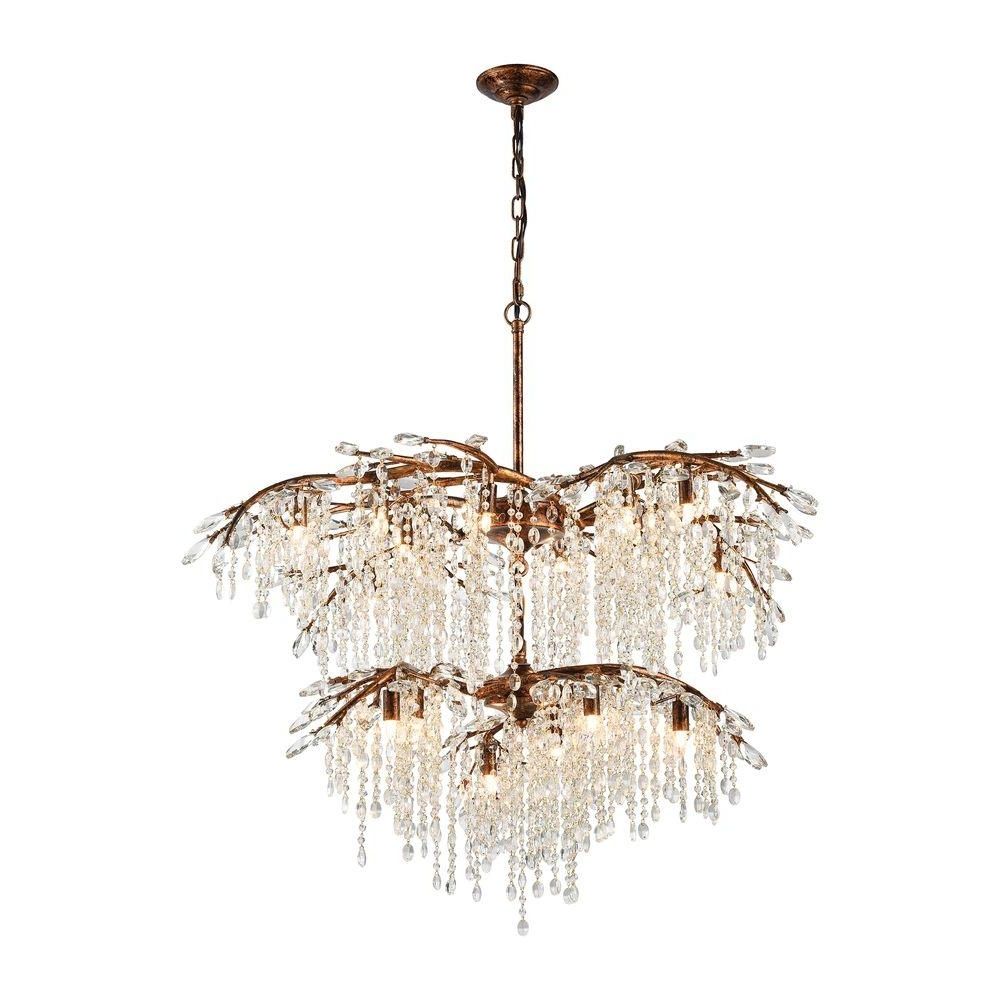 Titan Lighting Elia 18 Light Spanish Bronze Chandelier With Metal Intended For Most Up To Date Branch Crystal Chandelier (View 1 of 20)