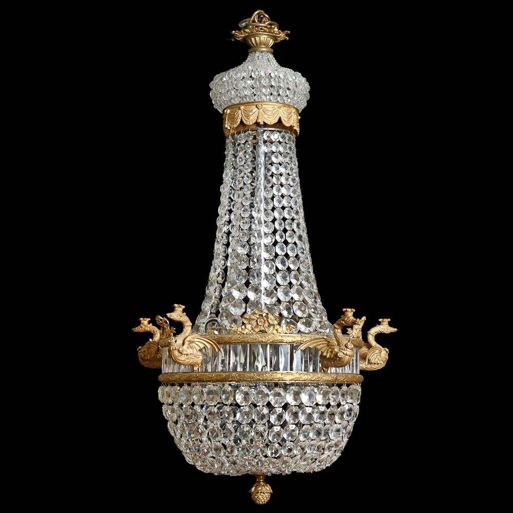 Trendy French Antique Five Light Empire Style Chandelier With Cut Crystals Within Antique Chandeliers (View 13 of 20)