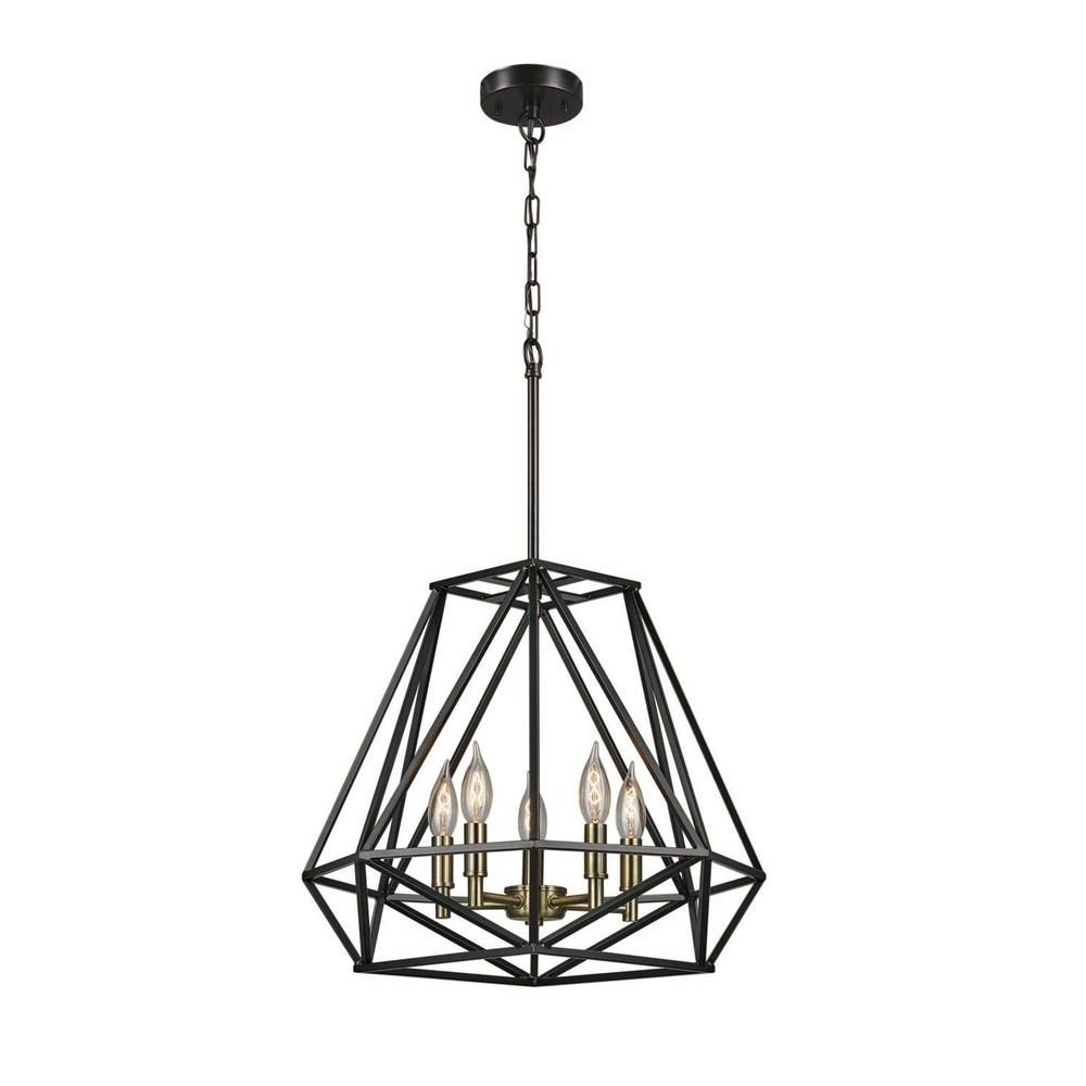 Well Known Globe Electric Sansa 5 Light Dark Bronze Chandelier 65435 – The Home Throughout Cage Chandeliers (View 1 of 20)