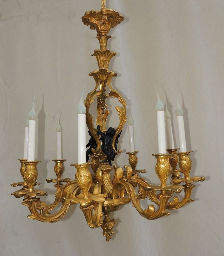 Well Known Lighting: Large Vintage Capodimonte Chandelier 12 Light Cerub (View 20 of 20)