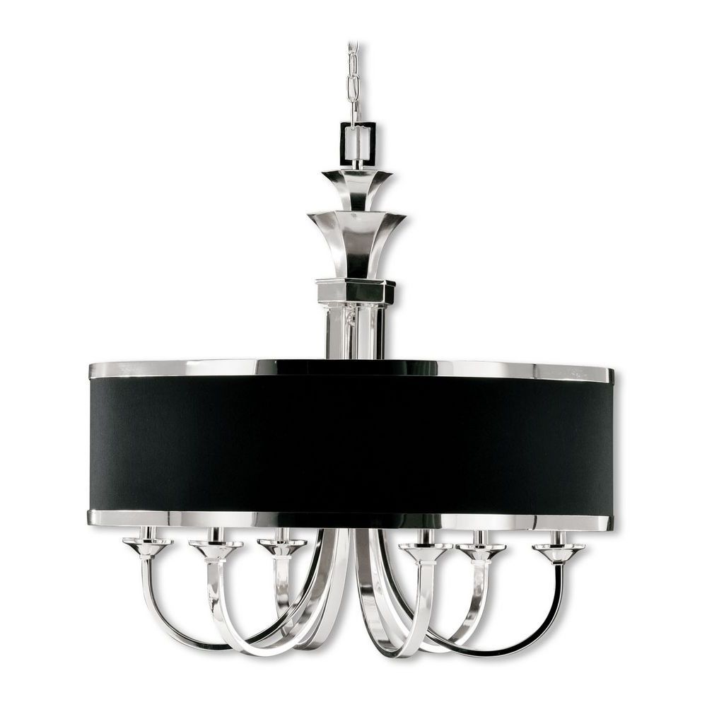 Well Known Modern Chandelier With Black Shade In Silver Plated Finish (View 15 of 20)