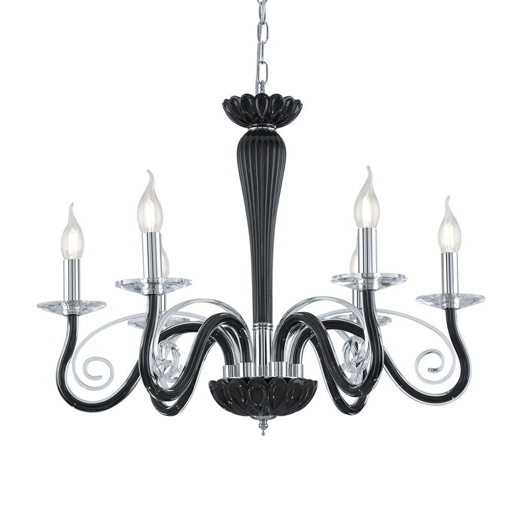 Well Liked Eglo 39126 Meduno Modern Black Glass & Chrome Chandelier With Regard To Black Glass Chandelier (View 20 of 20)