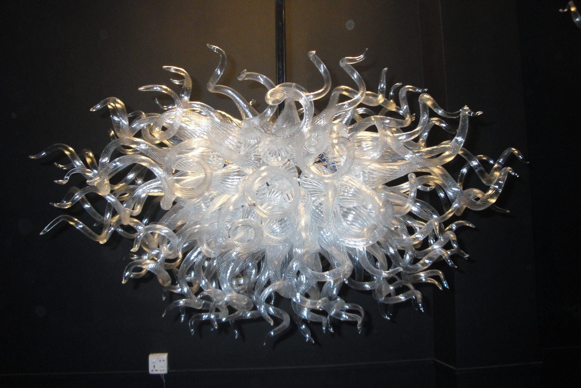 White Blown Glass Chandelier In Popular Glass Chandeliers (View 18 of 20)