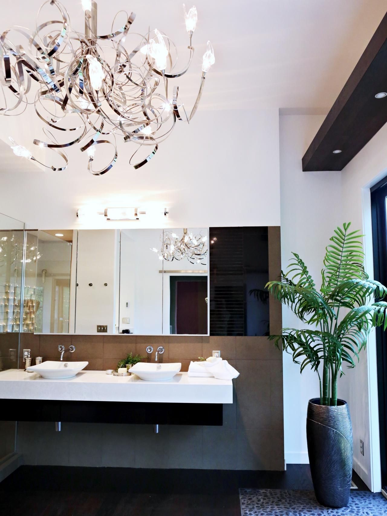 Widely Used Bathroom Ideas: Bathroom Chandeliers With Dark Wooden Pattern Floor Intended For Modern Bathroom Chandeliers (View 1 of 20)