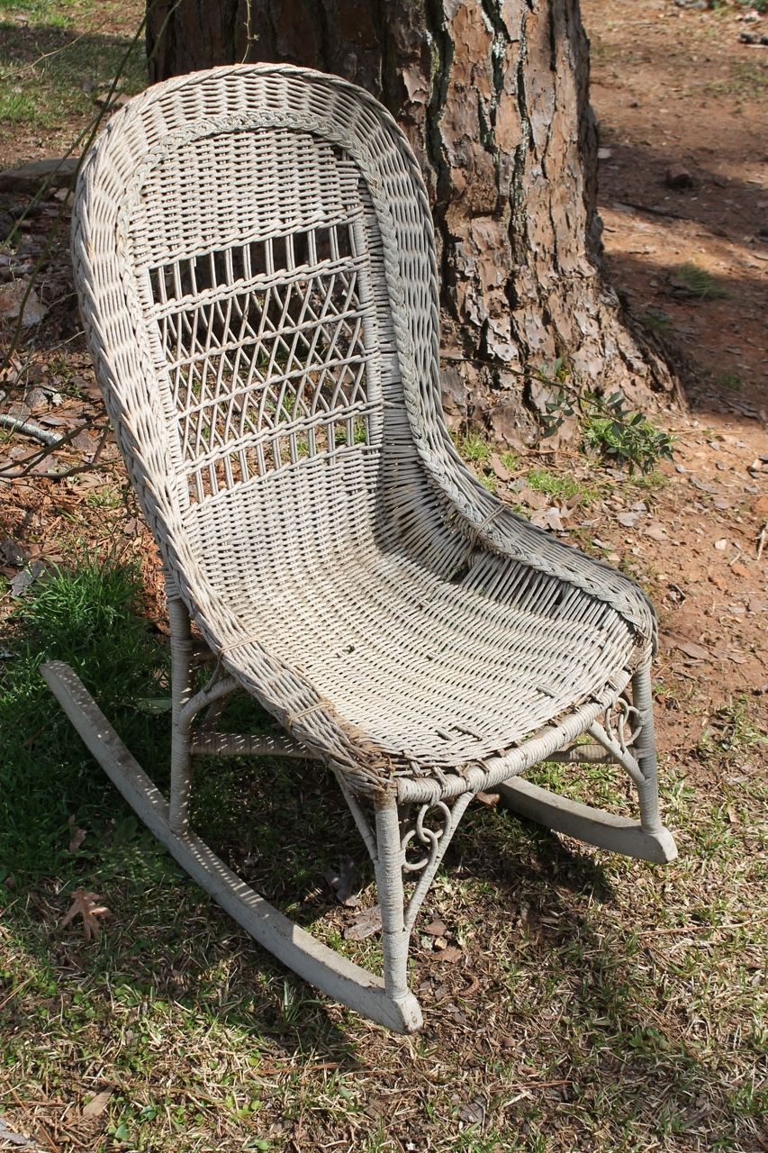 Antique Wicker Rocking Chairs With Springs Regarding Most Popular Antique Wicker Rocking Chair With Springs (View 18 of 20)
