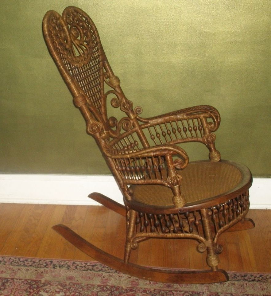 Antique Wicker Rocking Chairs Within Famous Antique Victorian Heywood Wakefield Rocking Chair C 1890 Ex Cond (View 20 of 20)