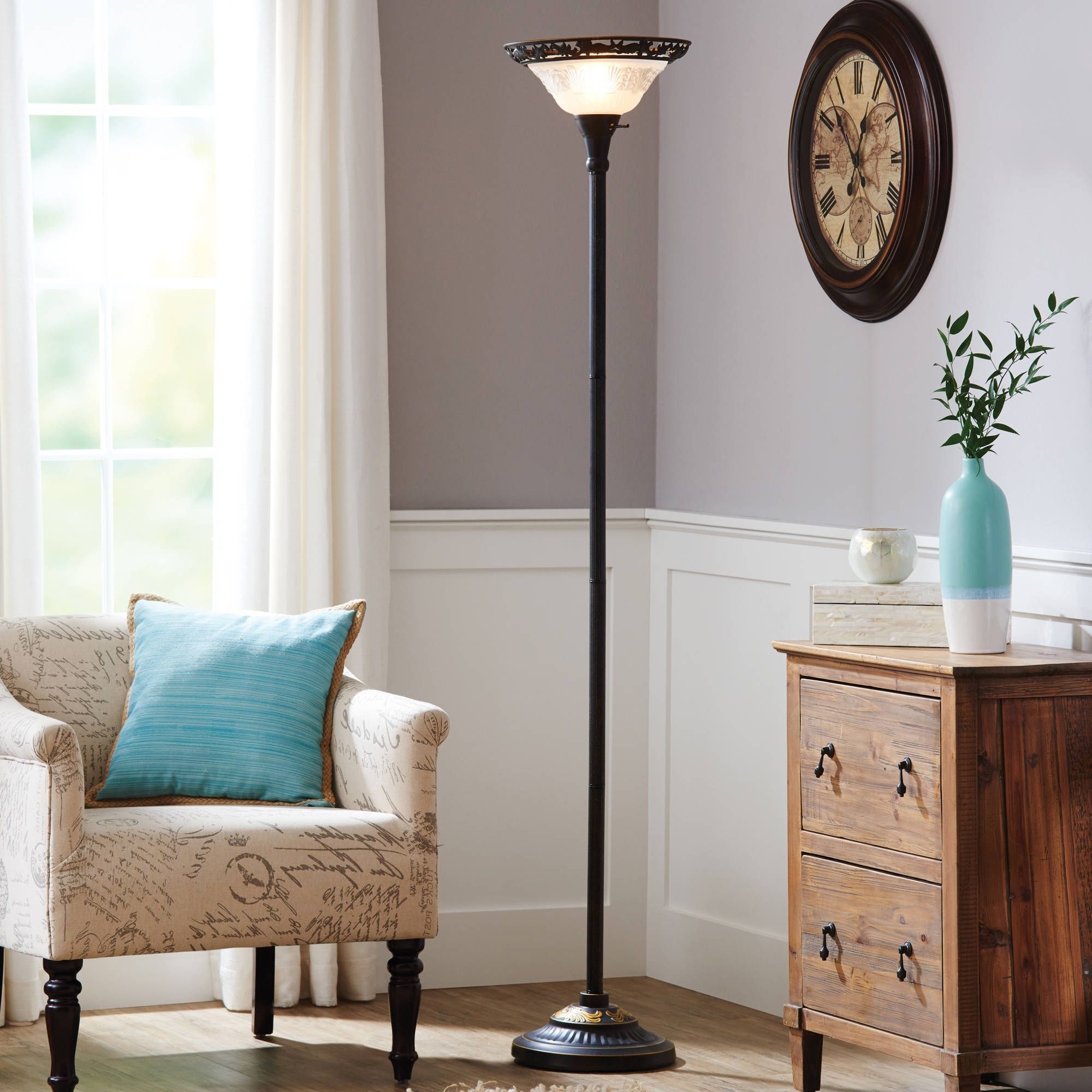 Better Homes & Gardens 70” Victorian Floor Lamp With Etched Glass Inside Most Recently Released Living Room Table Lamp Shades (View 7 of 20)