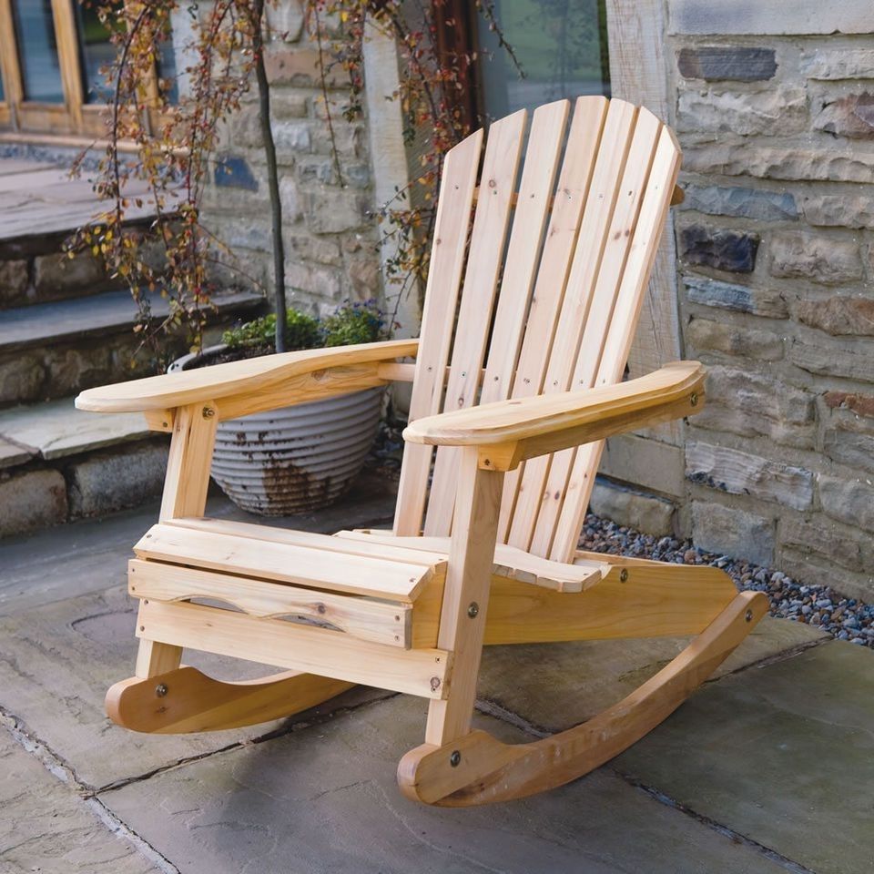 Bowland Outdoor Garden Patio Wooden Adirondack Rocker Rocking Chair Intended For Widely Used Patio Wooden Rocking Chairs (Photo 1 of 20)