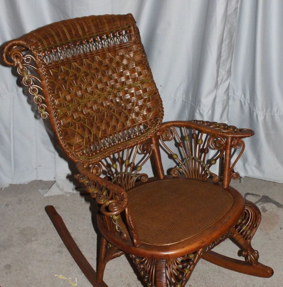 Favorite Wicker Rocking Chair With Magazine Holder Inside Fancy Victorian Wicker Rocker – Heywood Wakefield (View 12 of 20)