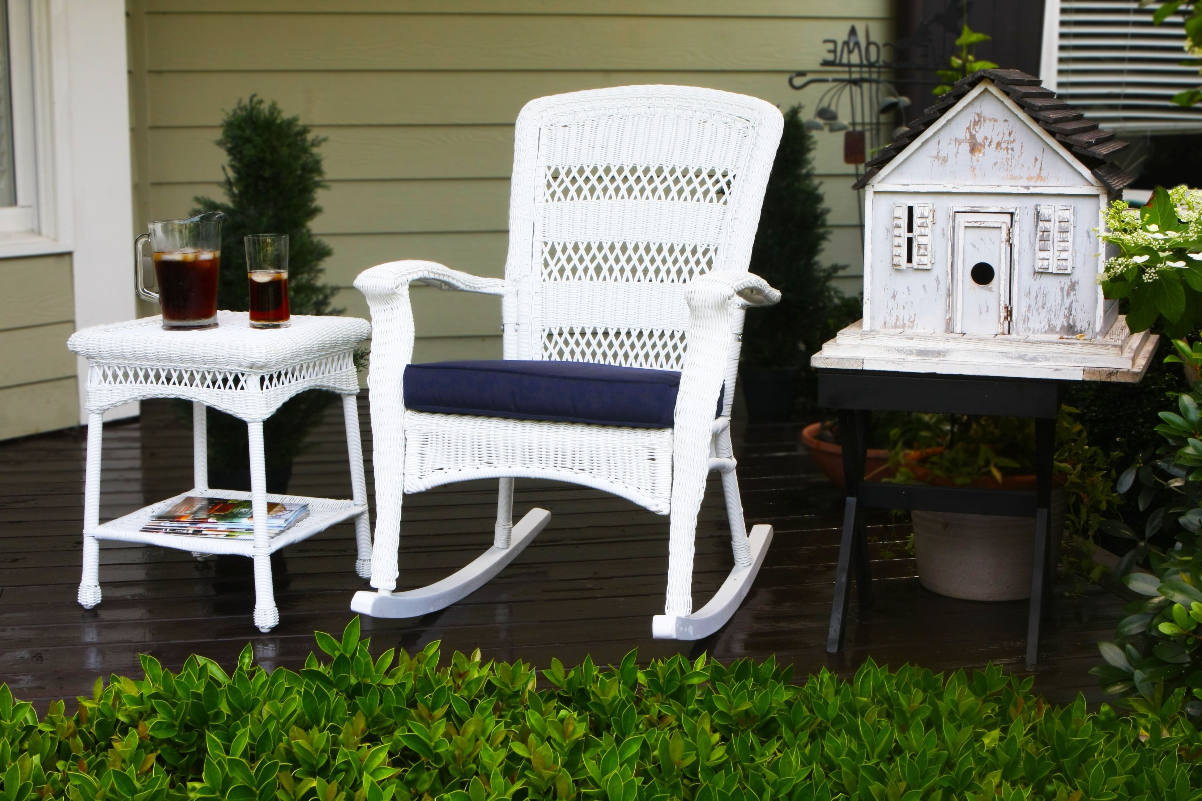 Furniture: Tortuga Outdoor Portside Rocking Chair In Coastal White In Trendy White Wicker Rocking Chairs (View 19 of 20)