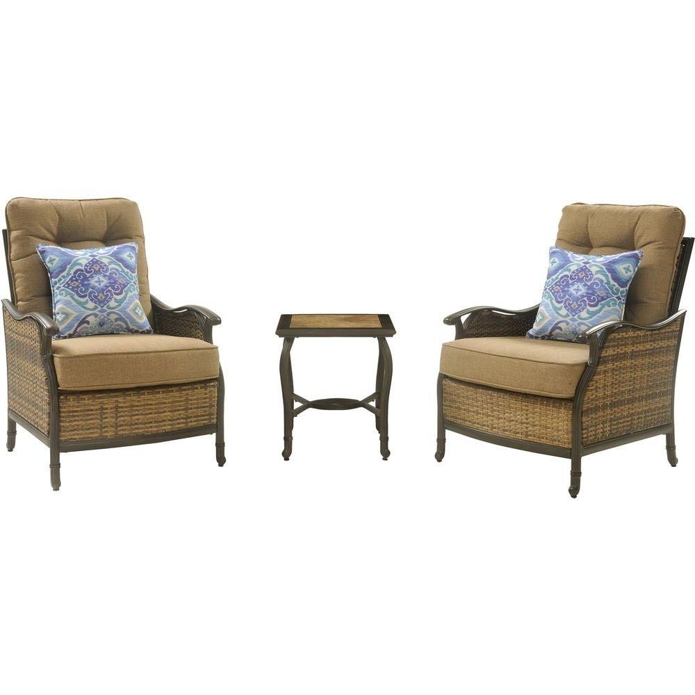 Hanover Hudson 3 Piece Patio Square Lounge Set With Teak Cushions In Current 3 Piece Patio Conversation Sets (View 20 of 20)