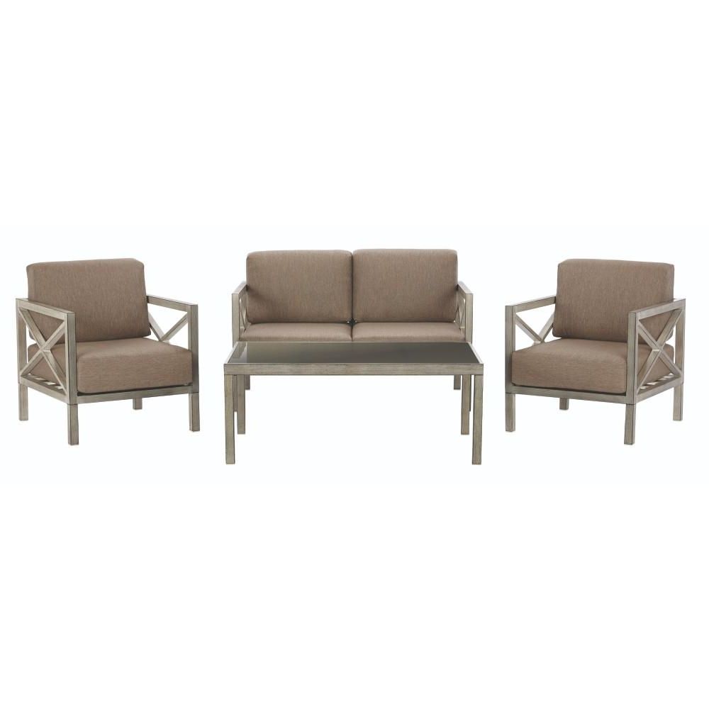 Metal Patio Conversation Sets With Newest Home Decorators Collection Alessandria 4 Piece Metal Patio (View 1 of 20)