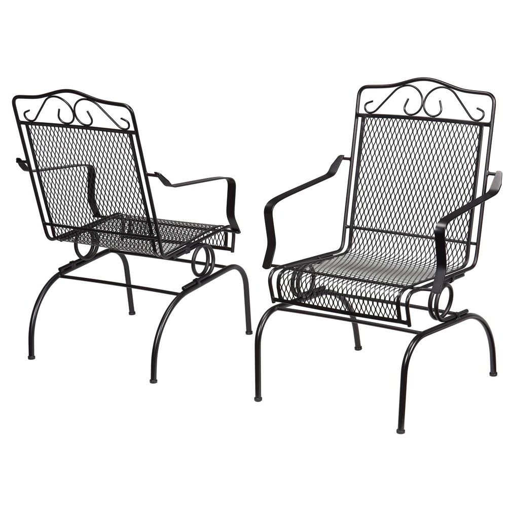Most Popular Hampton Bay Rocking Patio Chairs Regarding Hampton Bay Nantucket Rocking Metal Outdoor Dining Chair (2 Pack (View 5 of 20)