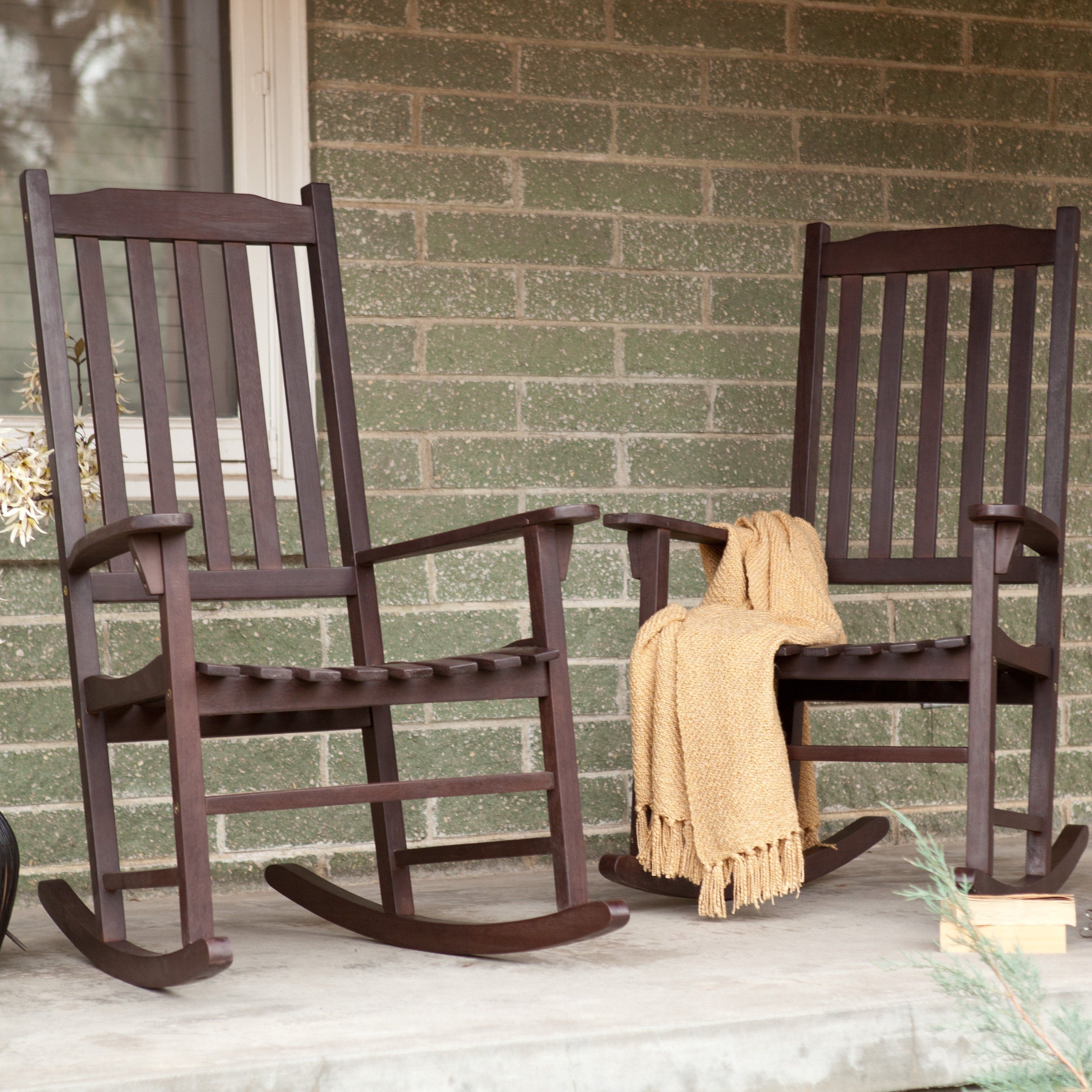 Most Recent Coral Coast Indoor/outdoor Mission Slat Rocking Chairs – Dark Brown For Brown Wicker Patio Rocking Chairs (Photo 1 of 20)