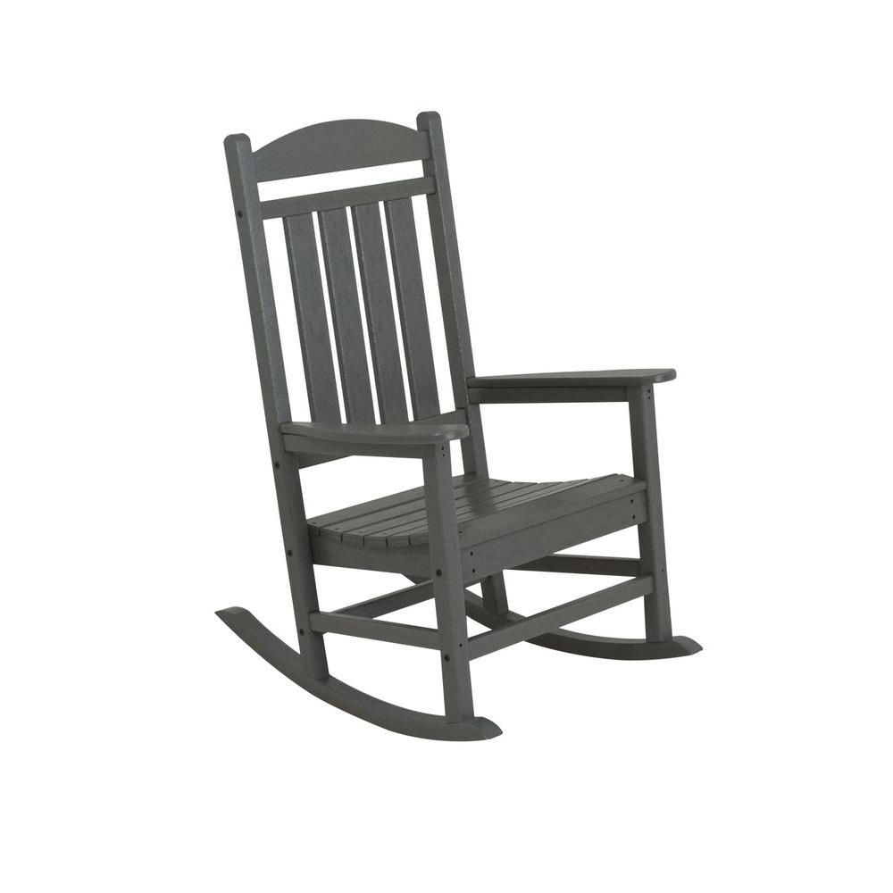 Polywood Presidential Slate Grey Plastic Patio Rocker R100gy – The With Most Recently Released Manhattan Patio Grey Rocking Chairs (Photo 1 of 20)