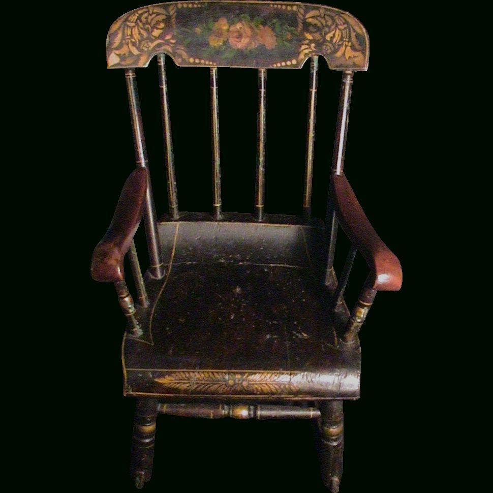 Rocking Chairs At Roses For Most Popular Antique Child's Rocking Chair Roses & Stenciled 19th C (View 1 of 20)