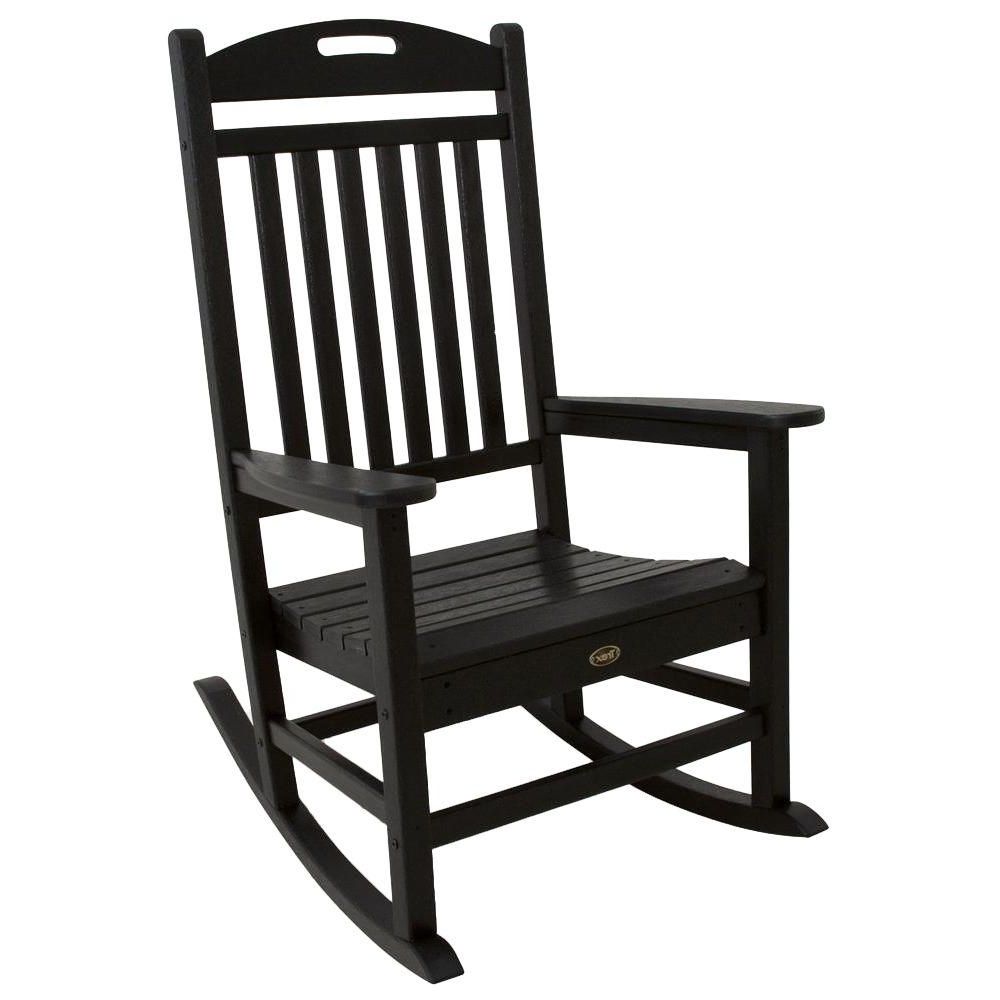 Trendy Trex Outdoor Furniture Yacht Club Charcoal Black Patio Rocker With Black Patio Rocking Chairs (View 7 of 20)