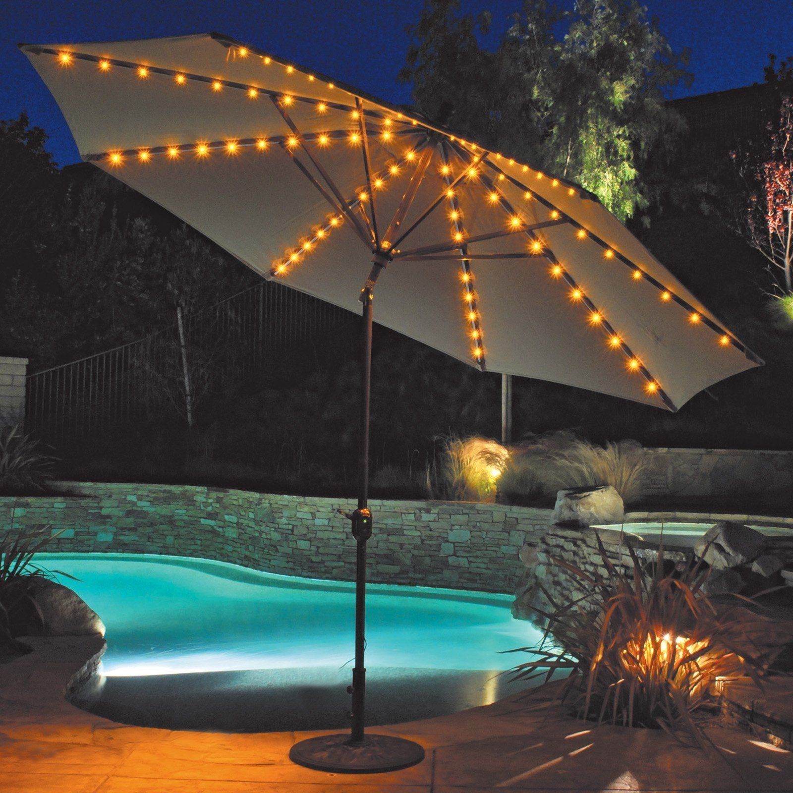 Current Patio Umbrella Lights Intended For Galtech 11 Ft (View 4 of 20)
