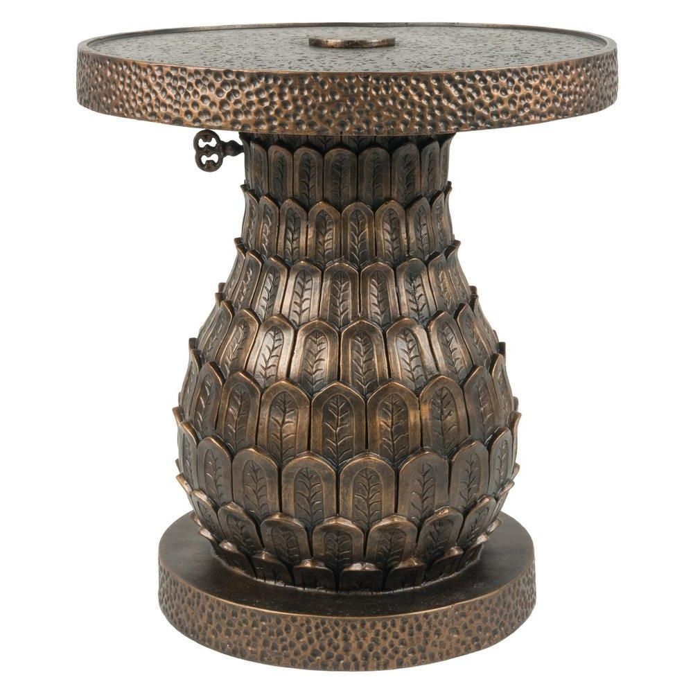 Fashionable Patio Umbrella Stand Side Tables Inside Bombay Outdoors Pineapple Patio Umbrella Base In Distressed Gold (View 6 of 20)