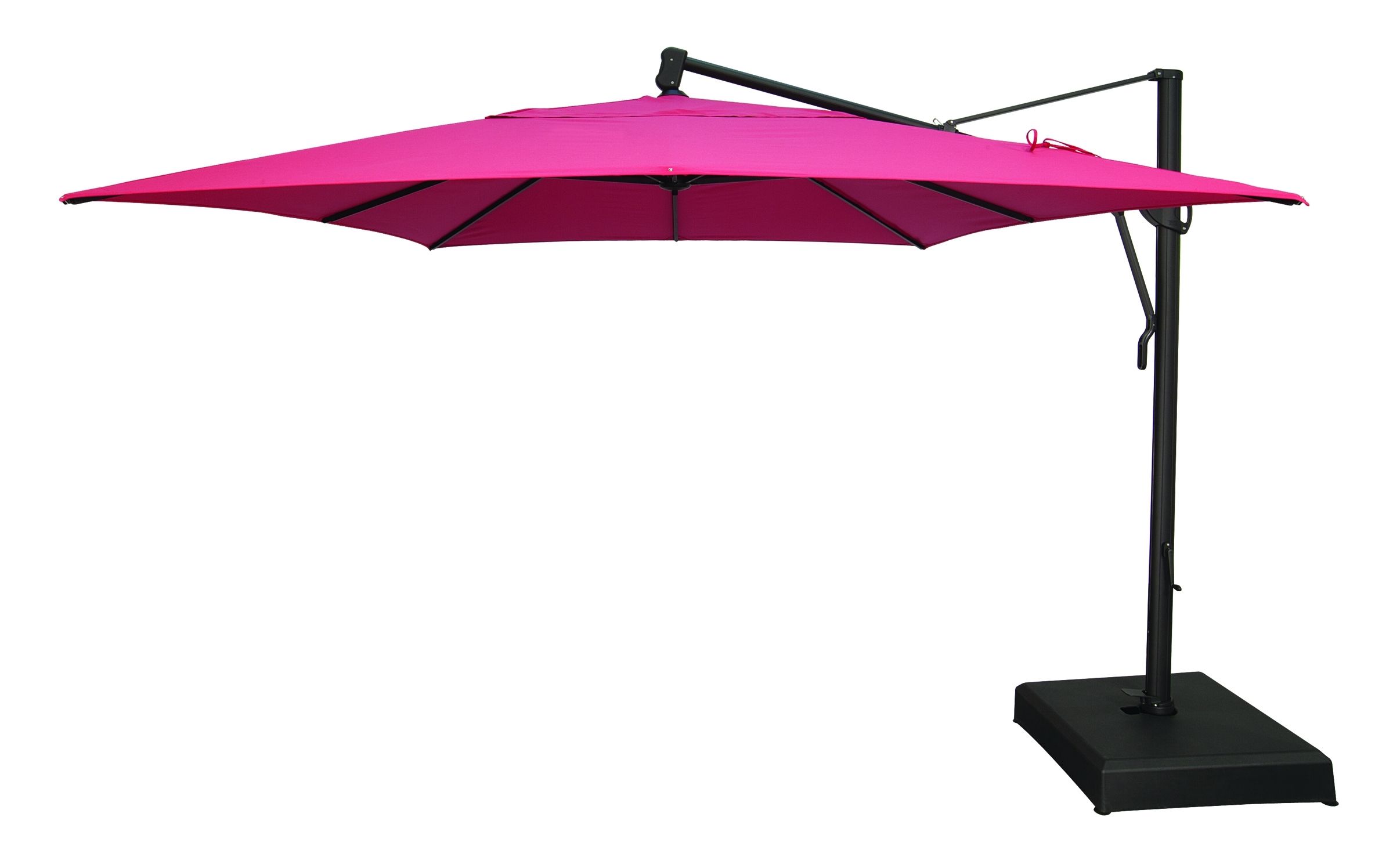 Most Recent Pink Fabric Outdoor Umbrella With Black Iron Base And Swing Arm Of In Pink Patio Umbrellas (View 8 of 20)