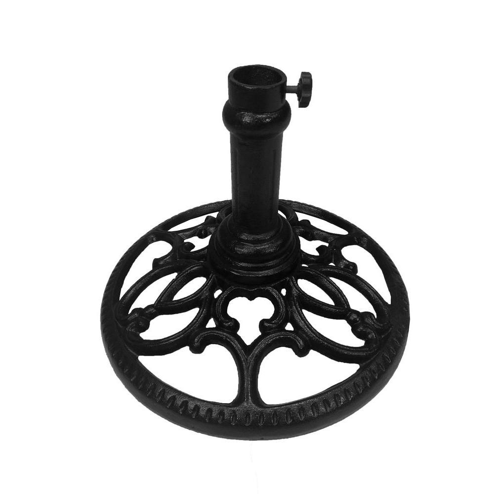 Patio Umbrella Stands With Wheels With Regard To Latest Round Patio Umbrella Base Hd4101 Bk – The Home Depot (View 14 of 20)