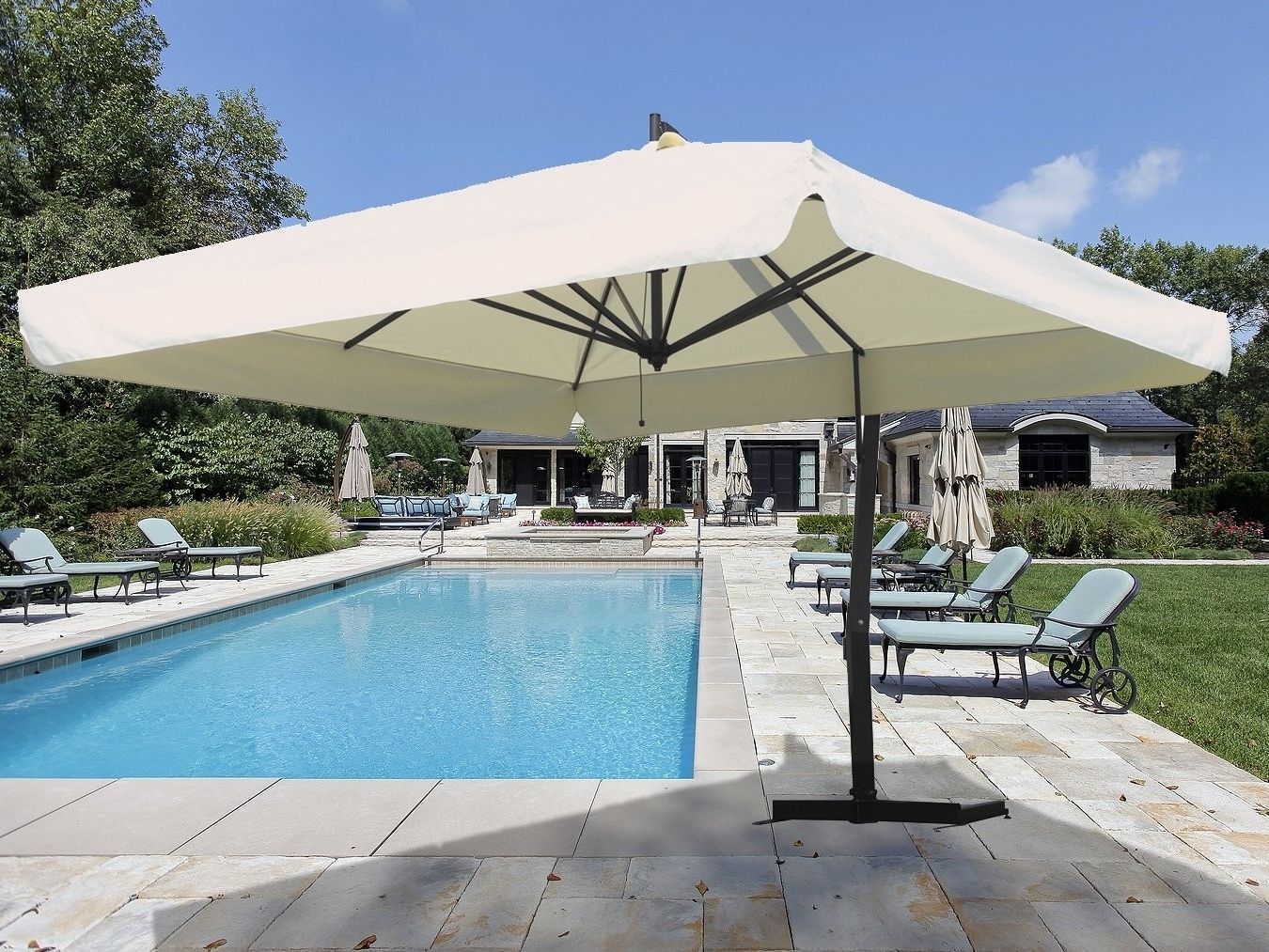 Well Liked Krevco Patio Umbrellas Pertaining To 10' Square Cantilever Patio Umbrella – Umbrellas – Patio & Outdoor (View 1 of 20)