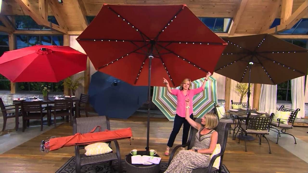 Well Liked Patio Umbrellas With Solar Led Lights With Regard To Atleisure 9' Turn 2 Tilt Patio Umbrella W/ 52 Solar Led Lights (View 1 of 20)