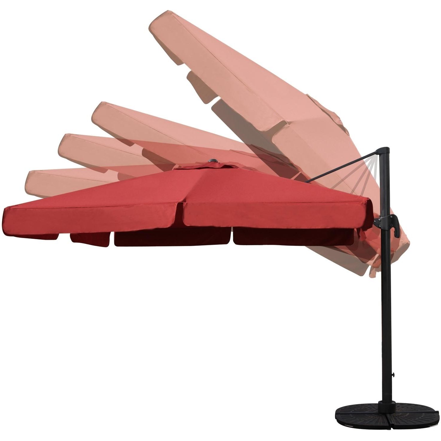 Well Liked Square Cantilever Patio Umbrellas Regarding Darlee 10 Ft Square Cantilever Patio Umbrella With Base – Henna (View 16 of 20)
