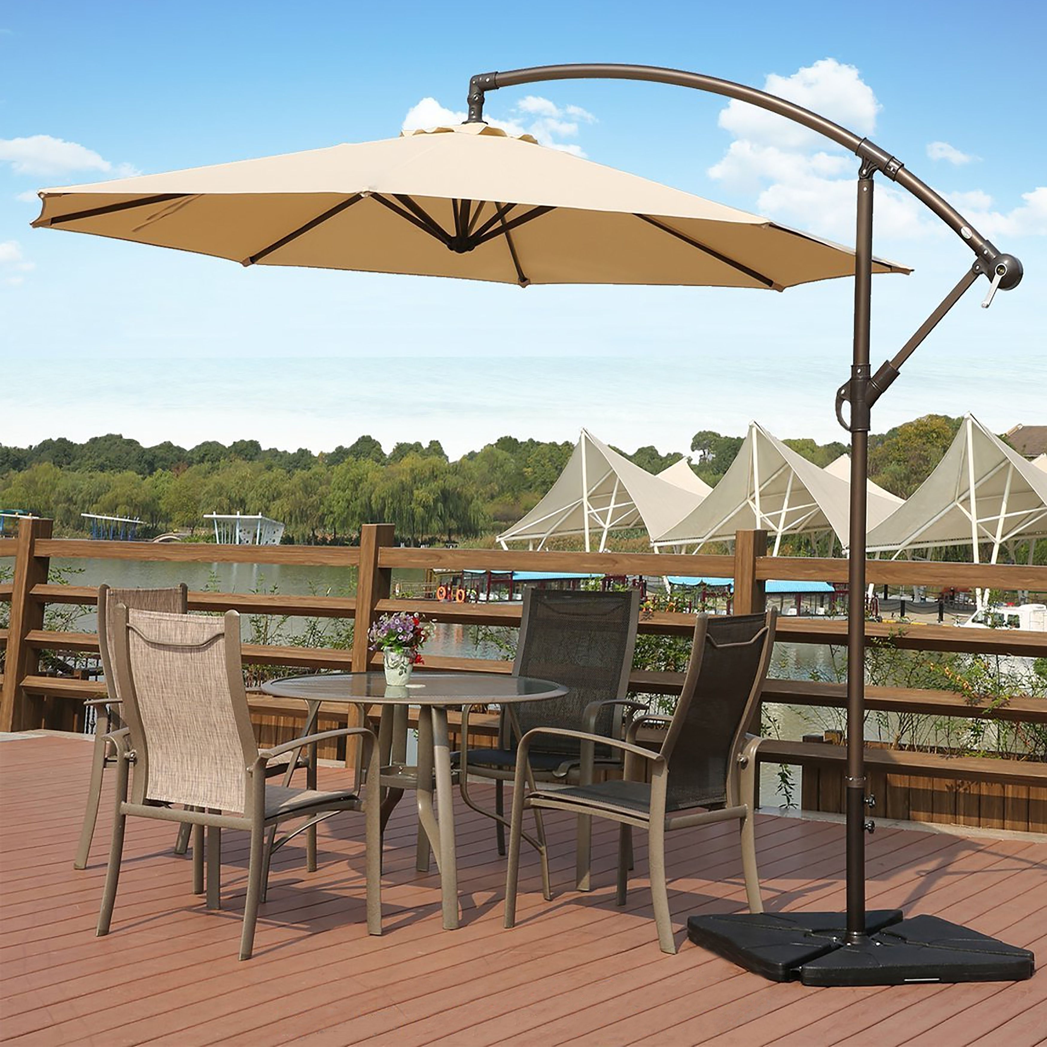 Weller 10 Ft Offset Cantilever Hanging Patio Umbrellawestin For Fashionable Cantilever Patio Umbrellas (View 7 of 20)