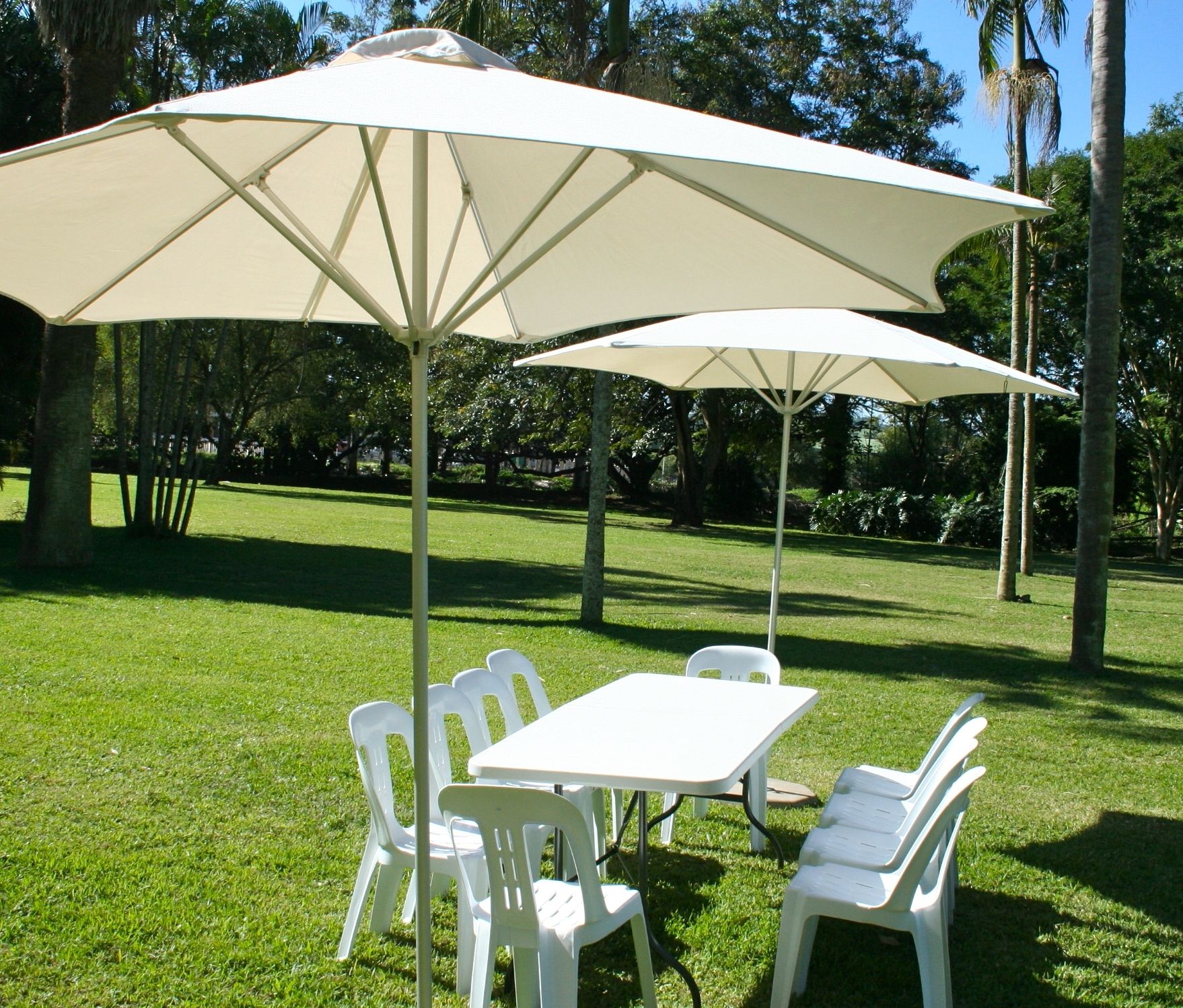 White Patio Umbrellas Intended For Well Known Outdoor Patio Umbrella Rental Umbrella Hire (View 18 of 20)