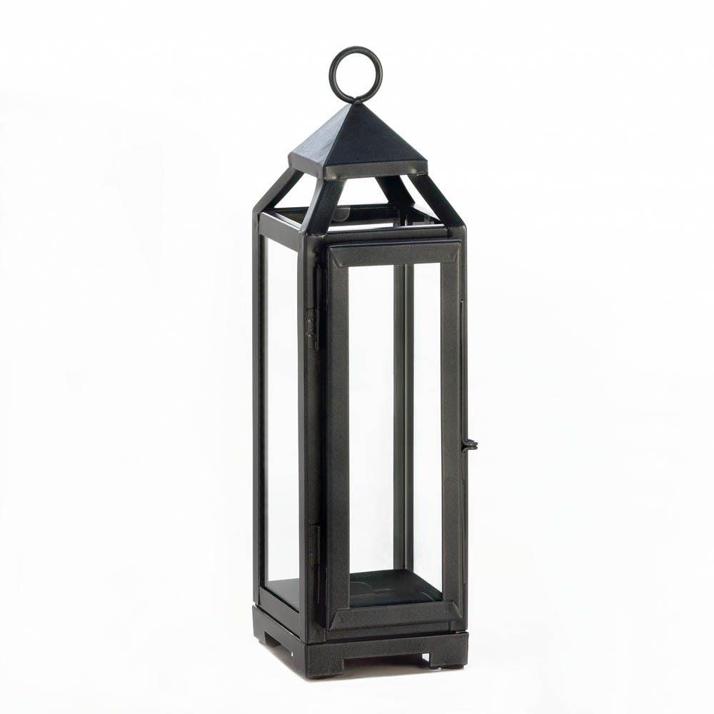 Candle Lantern Decor, Outdoor Rustic Iron Tall Slate Black Metal For Preferred Black Outdoor Lanterns (Photo 1 of 20)