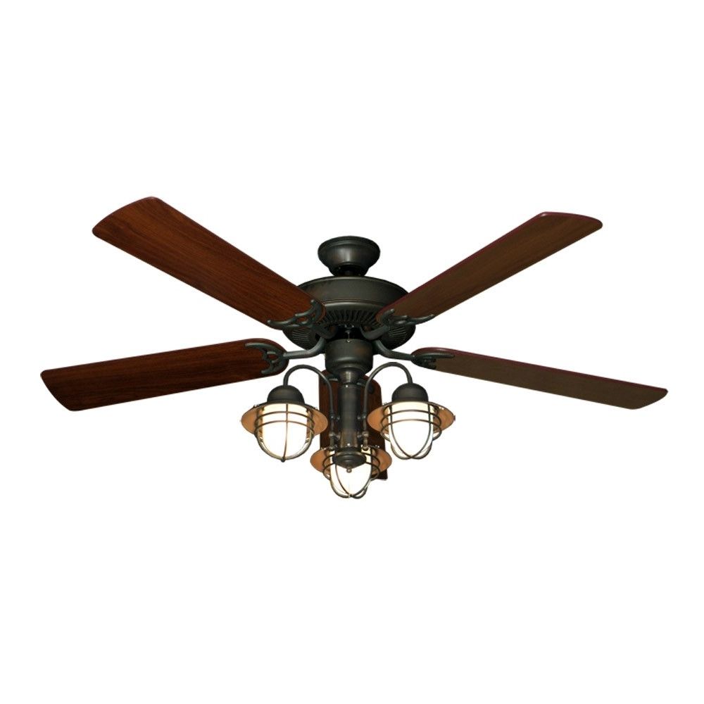 Copper Outdoor Ceiling Fans Intended For Best And Newest 52" Nautical Ceiling Fan With Light – Oil Rubbed Bronze – Unique Styling (View 14 of 20)