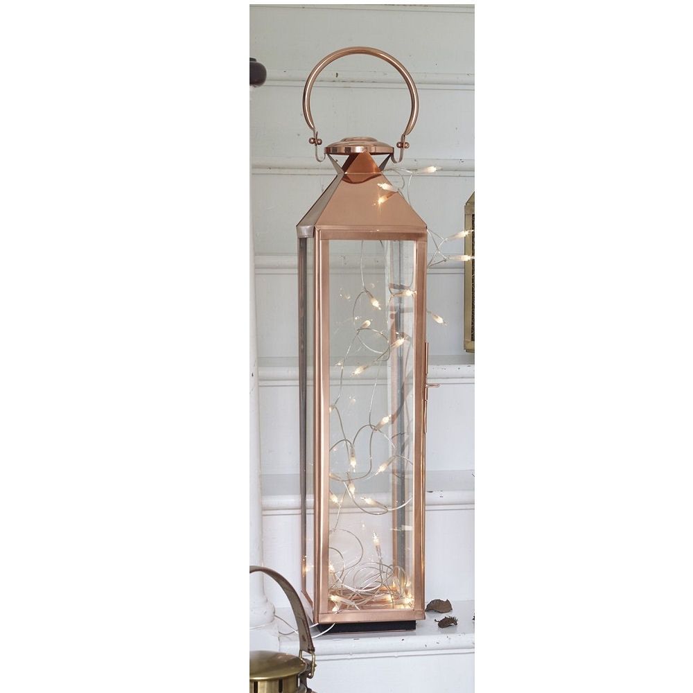 Copper Rose Floor Lantern – Azura Home Style Within Best And Newest Gold Outdoor Lanterns (View 12 of 20)