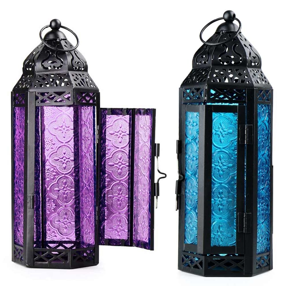 Famous Outdoor Metal Lanterns For Candles Pertaining To Exotic Delight Moroccan Glass Metal Lantern Garden Candle Holder (View 12 of 20)
