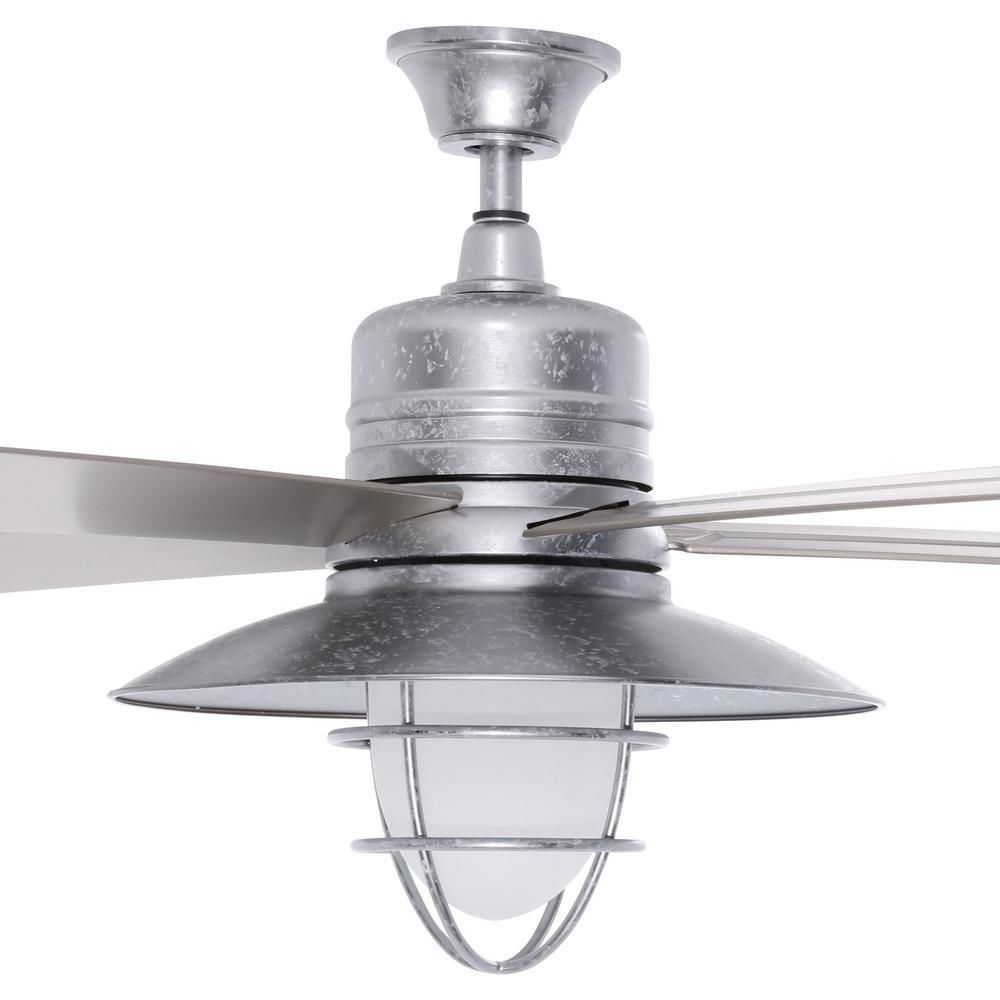 Galvanized Outdoor Ceiling Fans With Regard To Well Known Home Decorators Collection Grayton 54 In (View 16 of 20)