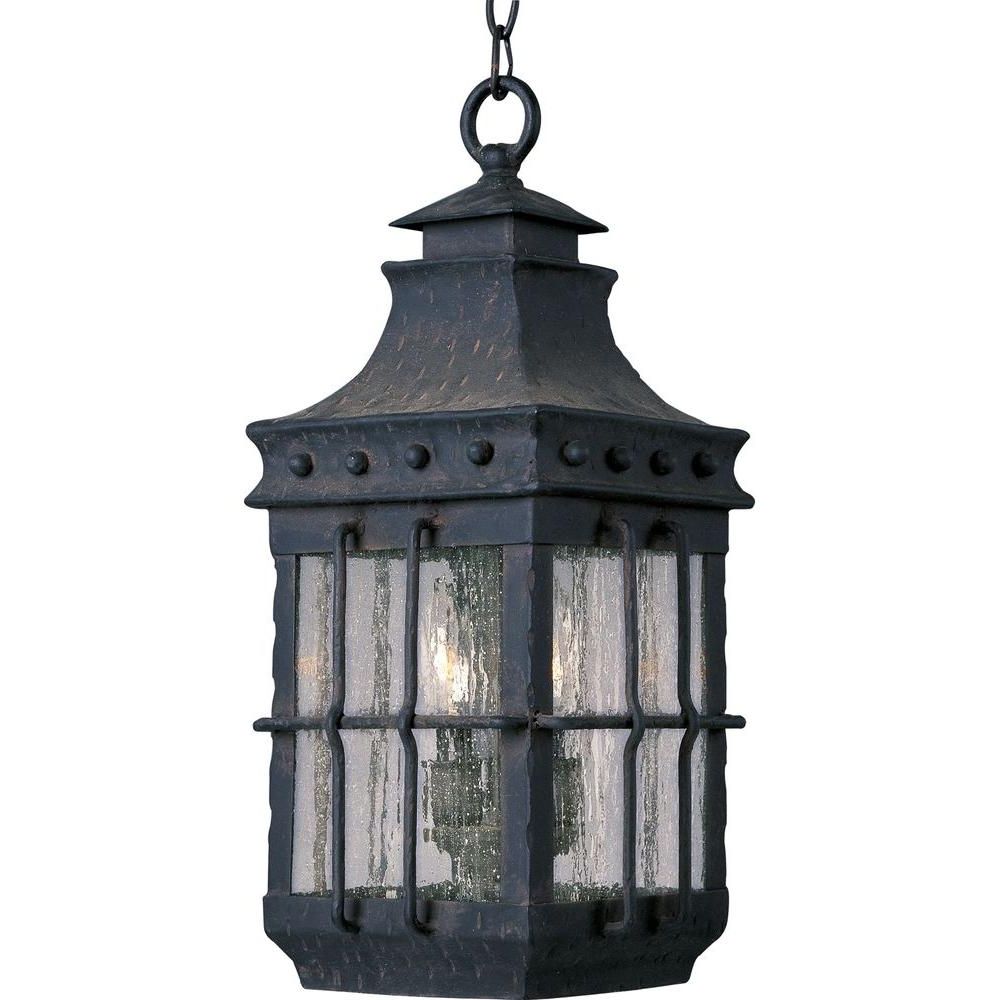 Nantucket Outdoor Lanterns Within 2019 Maxim Lighting Nantucket 3 Light Country Forge Outdoor Hanging (View 1 of 20)