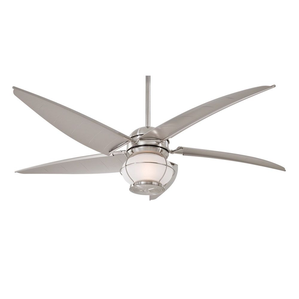 Nautical Outdoor Ceiling Fans With Lights With Most Up To Date Minka Aire Magellan F579 L Bnw 60" Outdoor Ceiling Fan With Light (Photo 1 of 20)