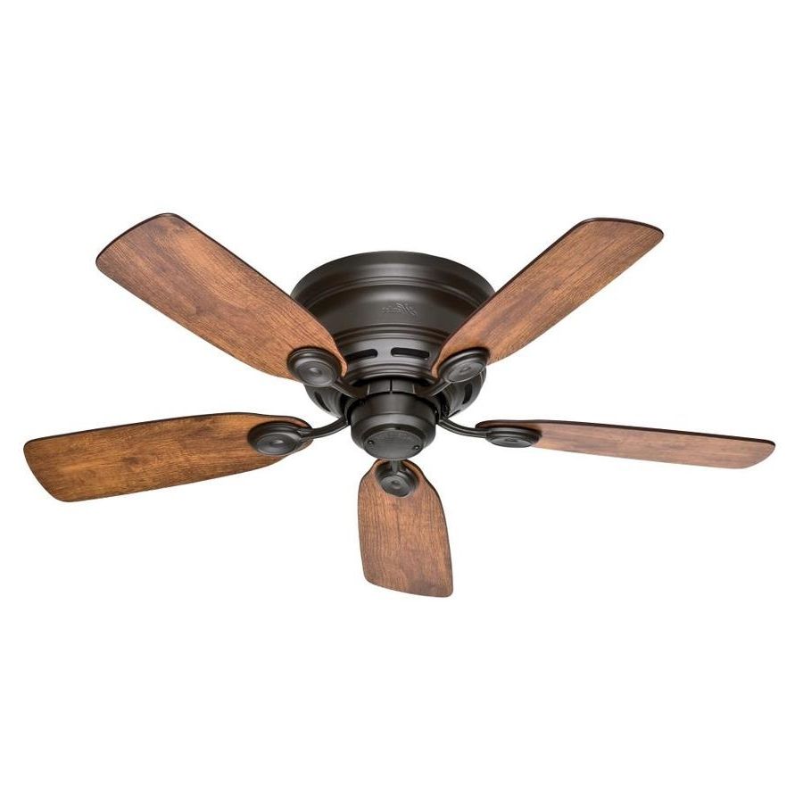 Outdoor Ceiling Fans Flush Mount With Light Throughout Most Popular Shop Hunter Low Profile Iv 42 In New Bronze Indoor Flush Mount (View 13 of 20)