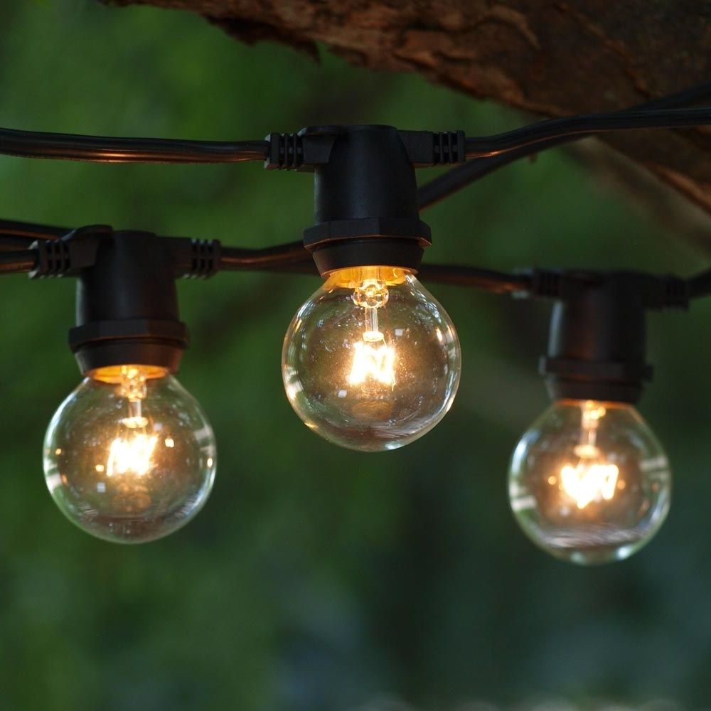 Outdoor Empty Lanterns Intended For Famous 100' Commercial Globe Lights, Black C9 Cord & G40 Clear Bulbs (View 4 of 20)
