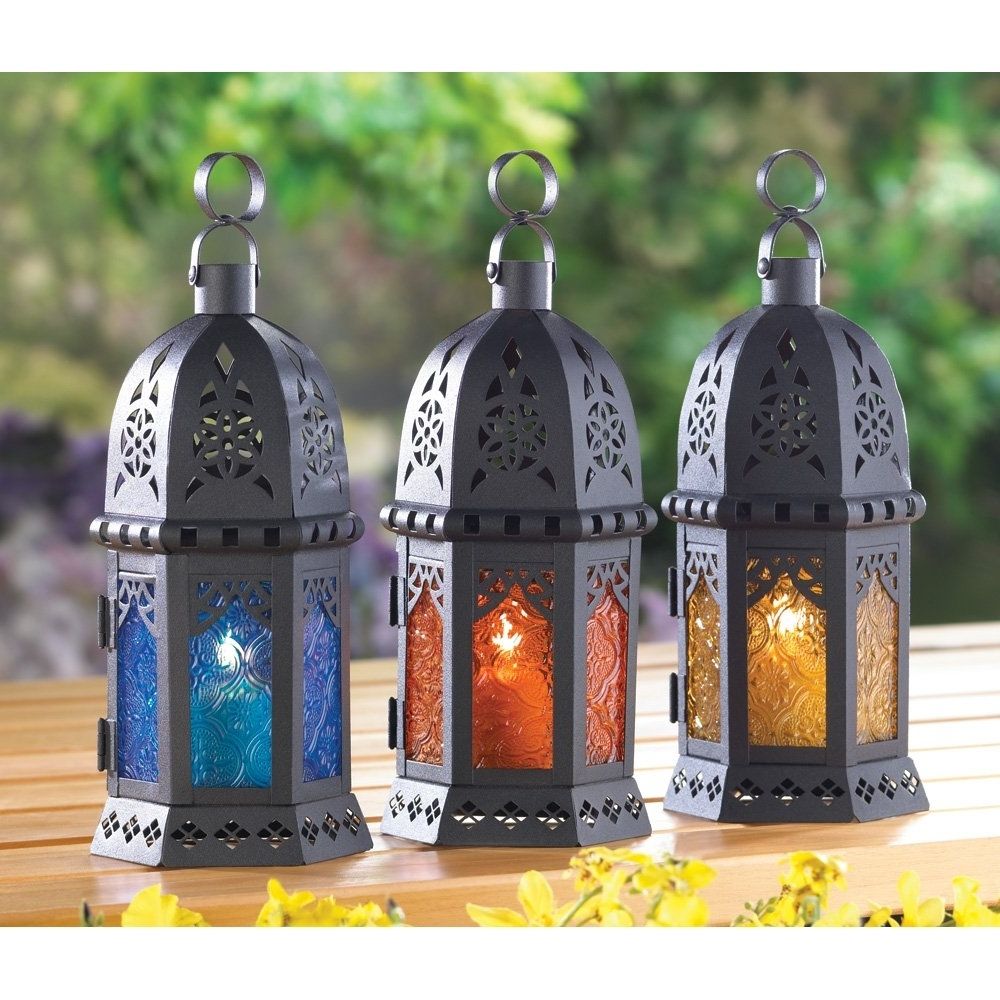 Outdoor Lanterns For Tables In Current Moroccan Lantern Decor, Yellow Glass Decorative Outdoor Lanterns For (View 11 of 20)