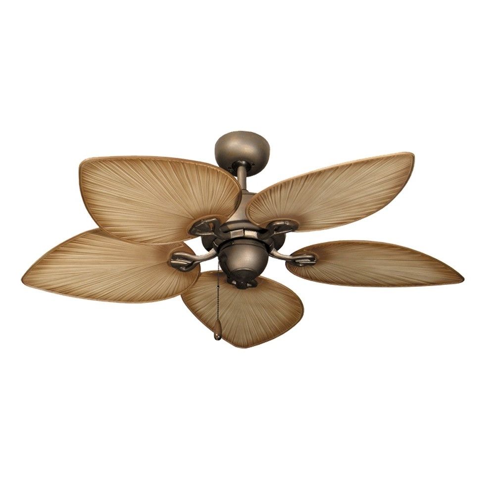 Recent Outdoor Ceiling Fans With Palm Blades Throughout Tropical Ceiling Fans With Palm Leaf Blades, Bamboo, Rattan And More (View 1 of 20)