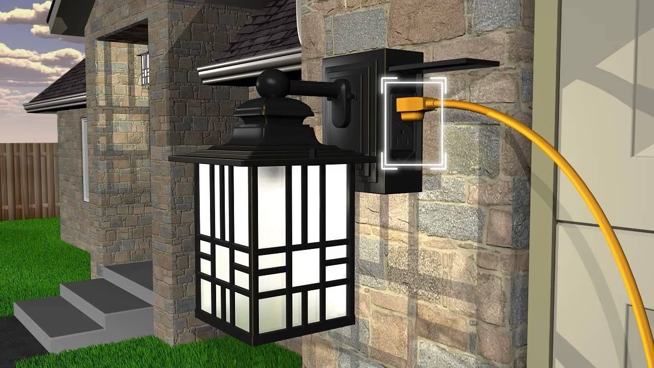 Recent Sunbeam Led Wall Lantern With Gfci And Sensor – Youtube Within Plug In Outdoor Lanterns (View 15 of 20)