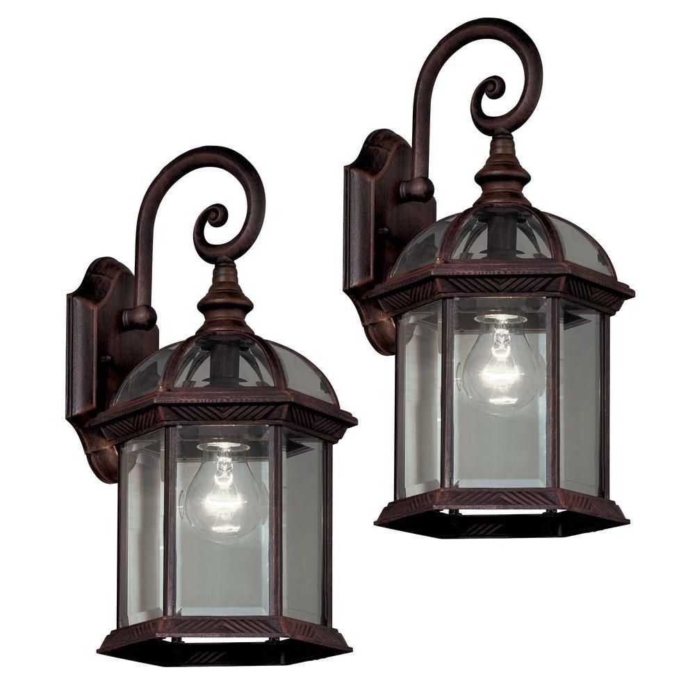 Well Known Outdoor Exterior Lanterns With Hampton Bay Twin Pack 1 Light Weathered Bronze Outdoor Lantern  (View 1 of 20)